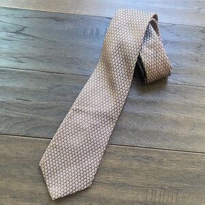 Calvin Klein 100% Silk Printed Tie Brown and Blue